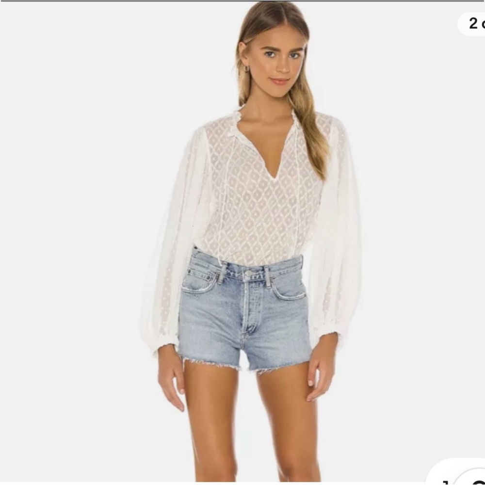 Alice + Olivia  White Silk Blend  Printed Blouse